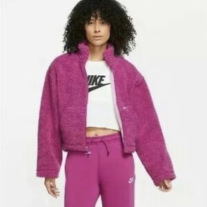 Nike Sportswear Women Swoosh Sherpa Jacket Sz L